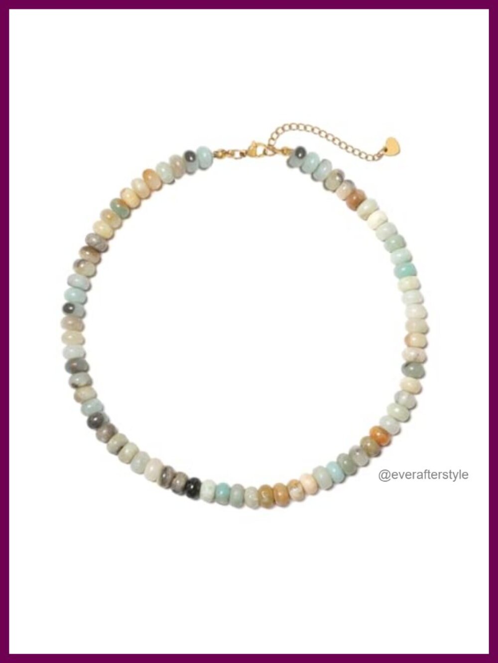 Choker Necklace Beaded Gemstone Amazonite Handmade Length Adjustable Boho